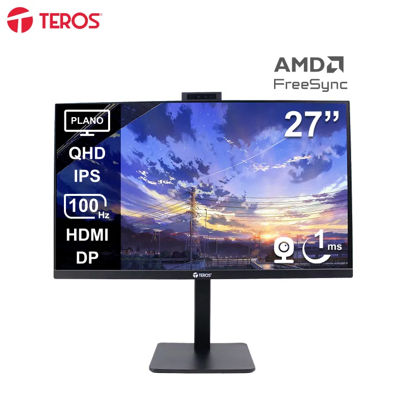 Monitor plano TEROS TE-2715CS, 27" QHD IPS, 100Hz, 1ms, HDMI, DP, Audio out, Parlantes