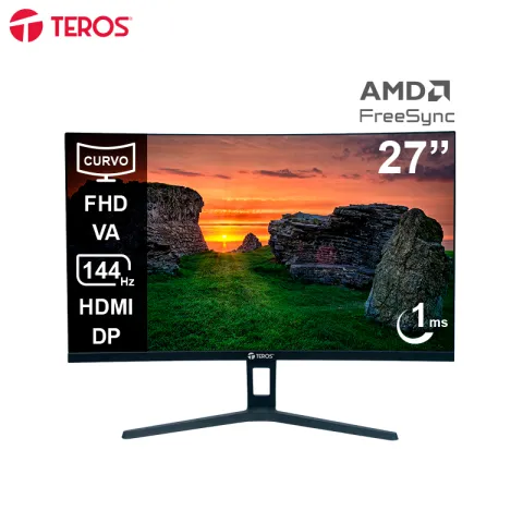 Monitor curvo TEROS TE-2734S, 27" FHD VA, 144HZ, 1MS, HDMI, DP, Audio out