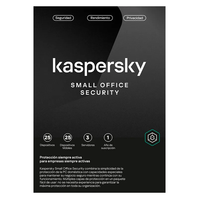 Software Kaspersky Small Office Security, para 25 PCs, Licencia 1 año, Producto Virtual.