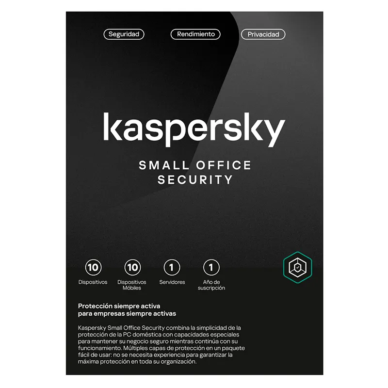 Software Kaspersky Small Office Security, para 10 PCs+1 Serv, Lic 1 año, Producto Virtual.