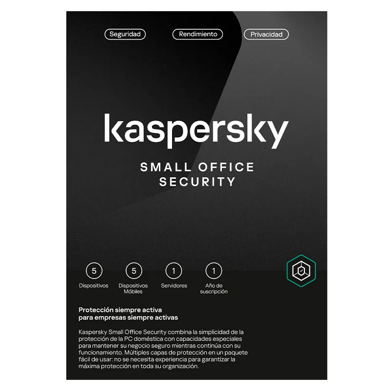 Software Kaspersky Small Office Security, para 5 PCs+1 Serv, Lic 1 año, Producto Virtual.