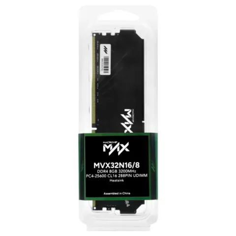 Memoria Udimm Macrovip Max, MVX32N16, 8, 8GB DDR4 PC4-25600, CL16, 288-Pin.