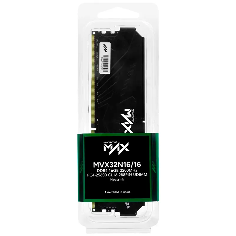 Memoria Udimm Macrovip Max, MVX32N16, 16, 16GB DDR4 PC4-25600, CL16, 288-Pin