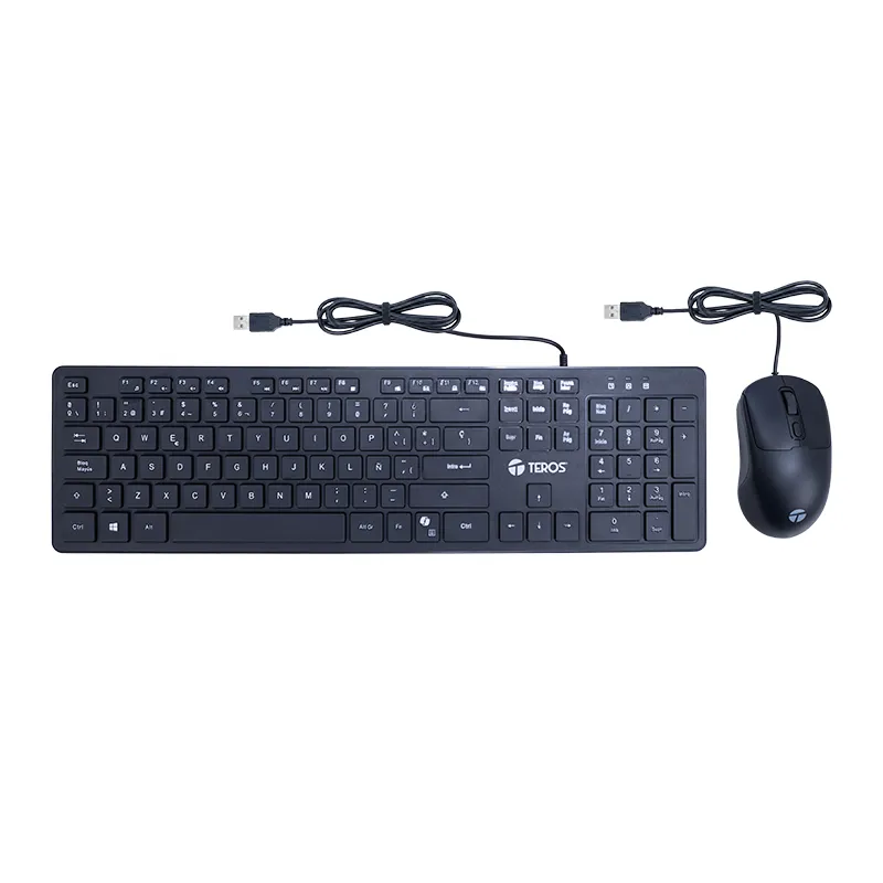 Combo Kit alámbrico teclado y mouse TEROS TE-5019S, USB, Tecla Copilot en el teclado