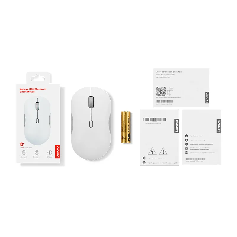 Mouse Lenovo 350 silencioso inalambrico (Dual Bluetooth 5.3) Color gris nube, sin batería